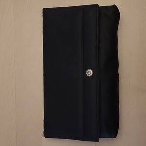 VTG NWOT Rome Black Mini Shoulder Bag/Clutch with Floral Rhinestone Detail